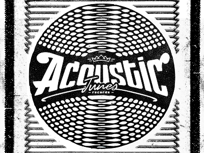 Acoustic black branding crown design dots grey illustration lines logo music records swirls texture trademark typography vector vintage white