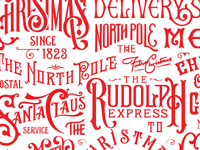 Christmas lettering calligraphy christmas design icon illustration lettering print red type typography vintage white