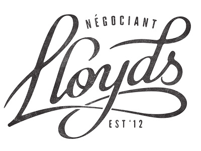 Lloyds Négociant black branding crate design logo luke ritchie simplicity texture trademark type typography vector white wine