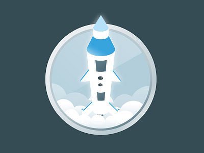 Badge for Google Play award badge clouds illustration rocket