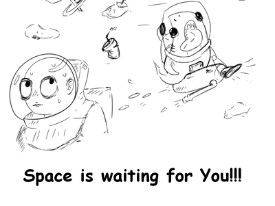 Space is waiting for you!!! animal art digital digitalart drawing illustration