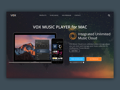 VOX Music player design landing landing page design ui ux web website