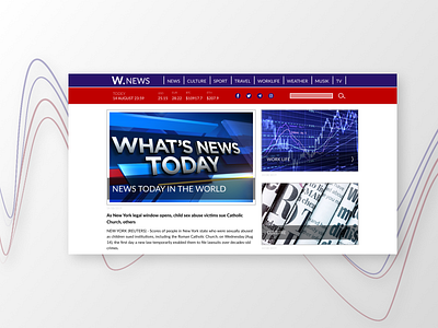 W. News design design for web news ui ui ux ui design ux vector web world