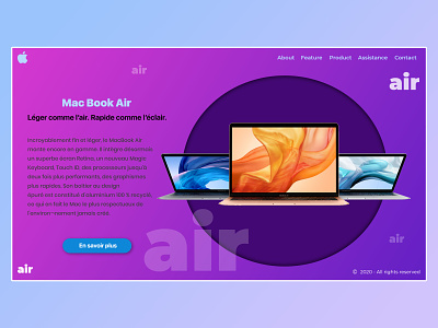 Mac Book Air 2020 | Apple | Product page adobe photoshop adobexd air apple illustration laptop macbook macbookair macbookair2020 maquette montserrat new template trend ui uidesign ux uxdesign webdesign website