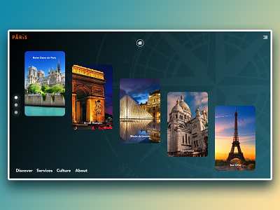 Discovery Page Paris adobephotoshop adobexd cards design designs discover discovery flat illustration monuments paris typography ui uidesign userinterface web website websitedesign