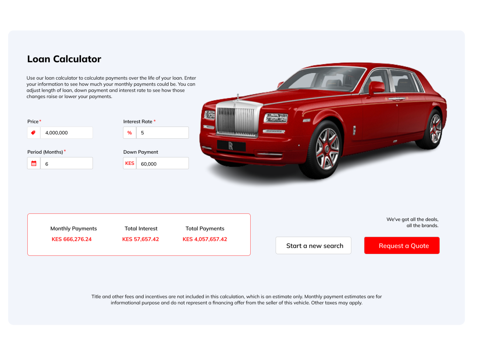 Vehicle Loan Calculator by Denis Mugambi on Dribbble
