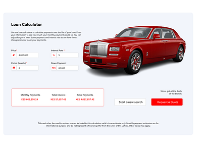 Vehicle Loan Calculator branding ui