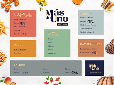 Más de Uno branding design logo menu typography
