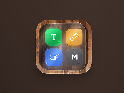 Wooden skeumorphic icon