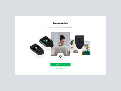 Promo materials affiliate clean design crypto hardware wallet cryptocurrency devices hardware wallet landing page magnetic dock promo materials resellers trezor ui ux