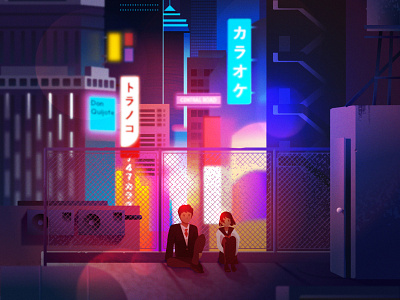 Lonely Tokyo adobe illustrator illustration