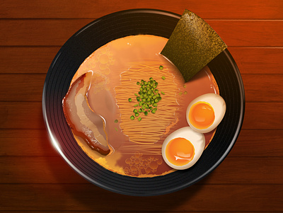 Japanese Cuisine - Ramen adobe illustrator food food illustration hyperrealism illustrations japanese food ramen