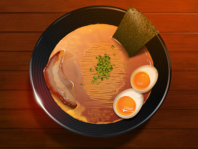 Japanese Cuisine - Ramen adobe illustrator food food illustration hyperrealism illustrations japanese food ramen