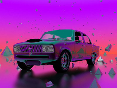 Classic Fiat Model aesthetic car carmodel cinema 4d cinema4d creative fiat maxonc4d pink render scene vintage