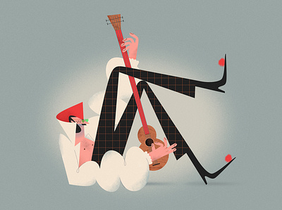 Be cool ;) character design cool funny guitar illustration kids illustration man playing