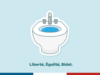 Liberté, Égalité, Bidet. bidet flat france fresh illustration water wc