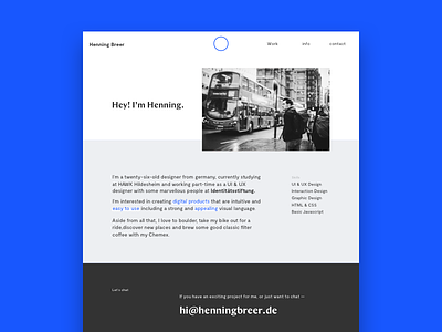 Portfolio About Page about blue minimal minimalistic portfolio typography ui design vibrant