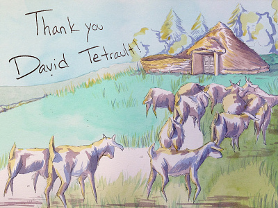 faetea's debut drawing goat goats hut illustration board ink painting