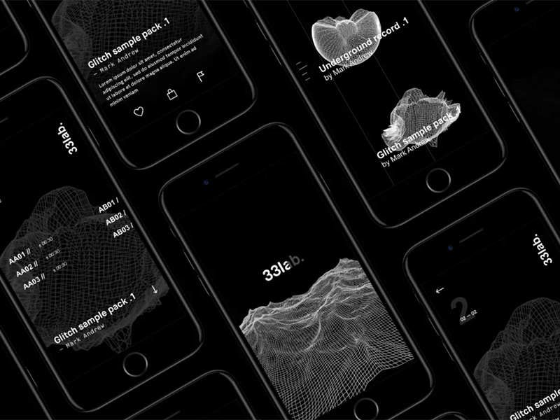 33lab — iOS app 2 33lab app c4d dark experiment interaction ios iphone 7 principle prototype sound ui