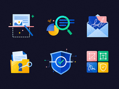 Productivity Tips — Icons set app design document email icon icon set icons illustration interaction mobile mobile ui pdffiller productivity search security signatur ui uiux vector website