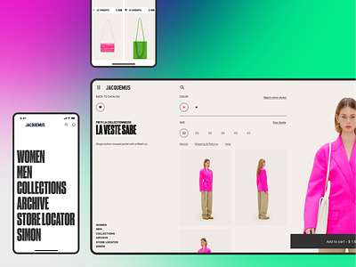 JACQUEMUS — Web site and mobile version animation ecommerce fashion flat interaction ios mobile mobile ui typogaphy ui uiux web website