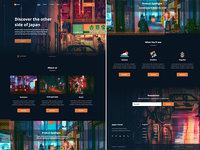 Japan travel page app design illustration landing page minimal typography ui ux web website