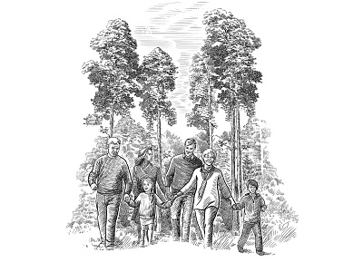 Illustration for the book of Peter Shhekalev children family illustration parents