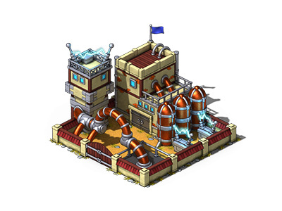 Power-Up Factory 3d building casual game game development illustration