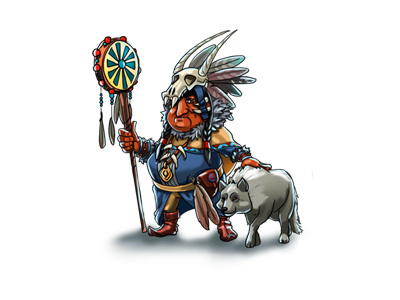White shaman casual character game gamedev sketch