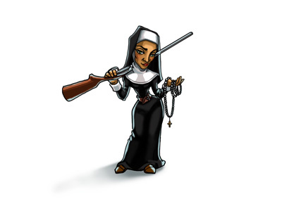 Naughty Nun casual character game gamedev gun nun sketch western