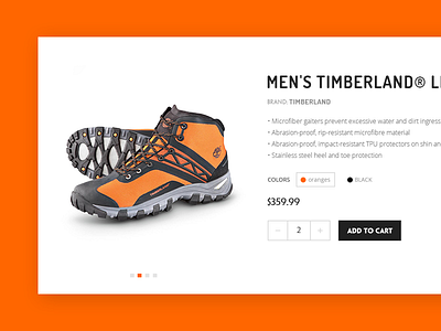 Product Page boots cart checkout ecommerce hiking ui ux