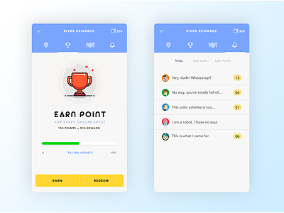 UI Concept app earn icon notification reward ui ux