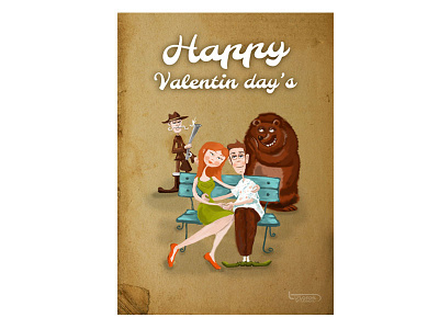 Happy Valentin day day girl illustration love valentin