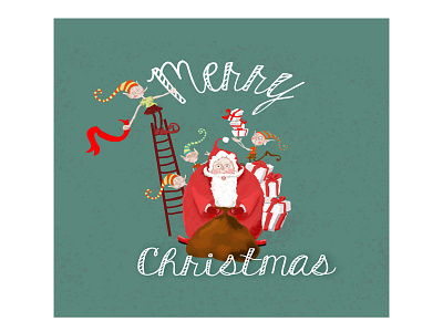 Merry Christmas christmas dwarf happy illustration merry presents