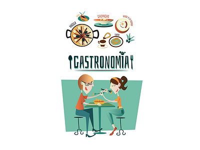 Gastronomia boy food gastronomia girl hungry illustration