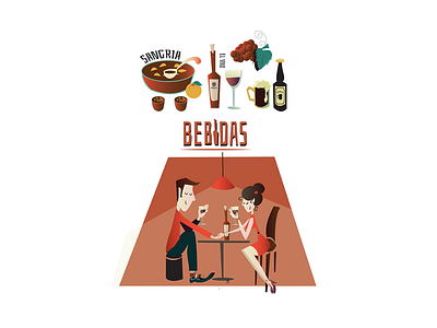 Bebidas afternoon beer boy girl illustration sangria vino