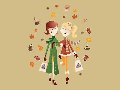 autumn coffee girl illustration letter