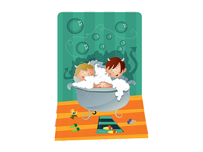 Little Devil - Illustration bathtub bubble duck foam happy joy kid