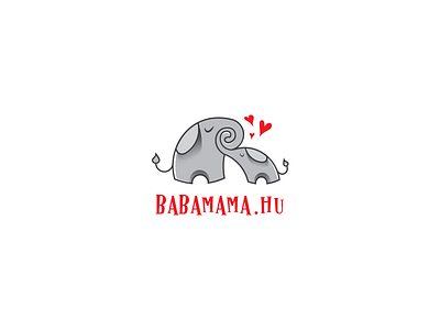 Baby mom's logo baby elephant grey heart illustration logo love moms red