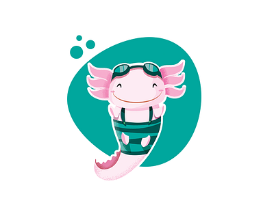 Axolotl mascot animal mascot pink water