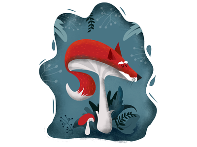 Chanterelle forestry fox illustraion mushroom