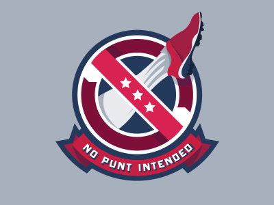 No Punt Intended badge blue fantasy football illustration logo red