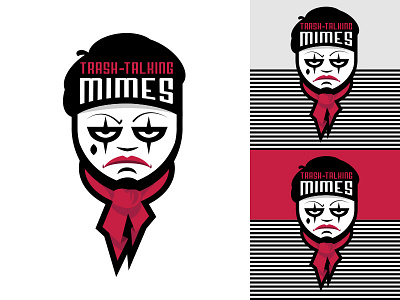 Trash-talking Mimes badge blue fantasy football illustration logo red