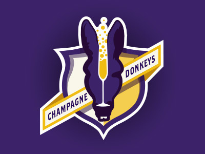 Champagnedonkeys badge blue fantasy football illustration logo red