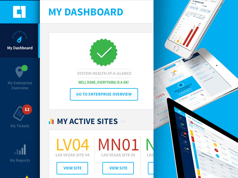 C1 Dashboard responsive modular active monitor tickets tool portal dashboard
