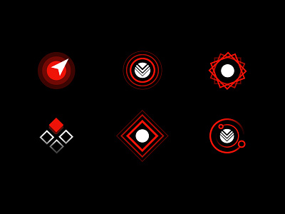 Brand Icon Set abstract. black brand geometric icons red white