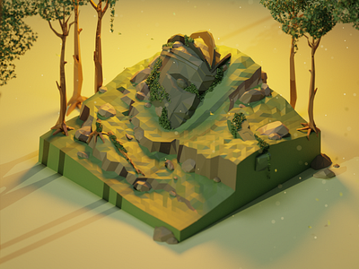 Elven Ruins 3d fellowship of the ring green illustration isometric lotr low poly low poly low poly art lowpoly ruins yellow