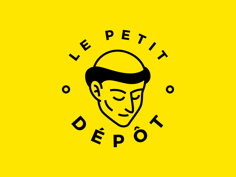 Le Petit Dépôt - research stamp yellow circular vector face monk logo