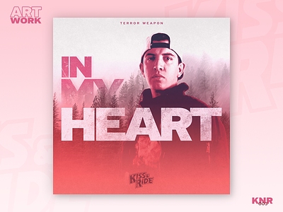 Terror Weapon - In My Heart [muic artwork] album art art direction artwork cover duotone electronic music gradient hardstyle kiss ride knr label music music art music artwork music cover music label record label red typogaphy