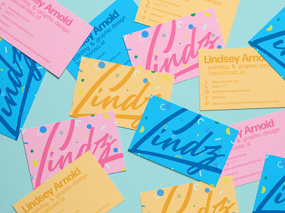 Lindz Biz Cards branding businesscard collateral freelancer illustration logo mockup student work